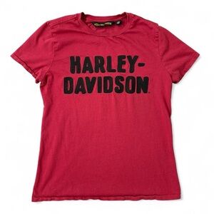 HARLEY DAVIDSON Red Crew Neck Ladies Top Women’s Size Medium